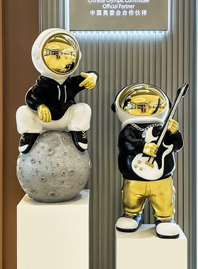 嘻哈音乐宇航员大摆件电镀面罩音乐酒吧KTV琴行橱窗展示台装饰品