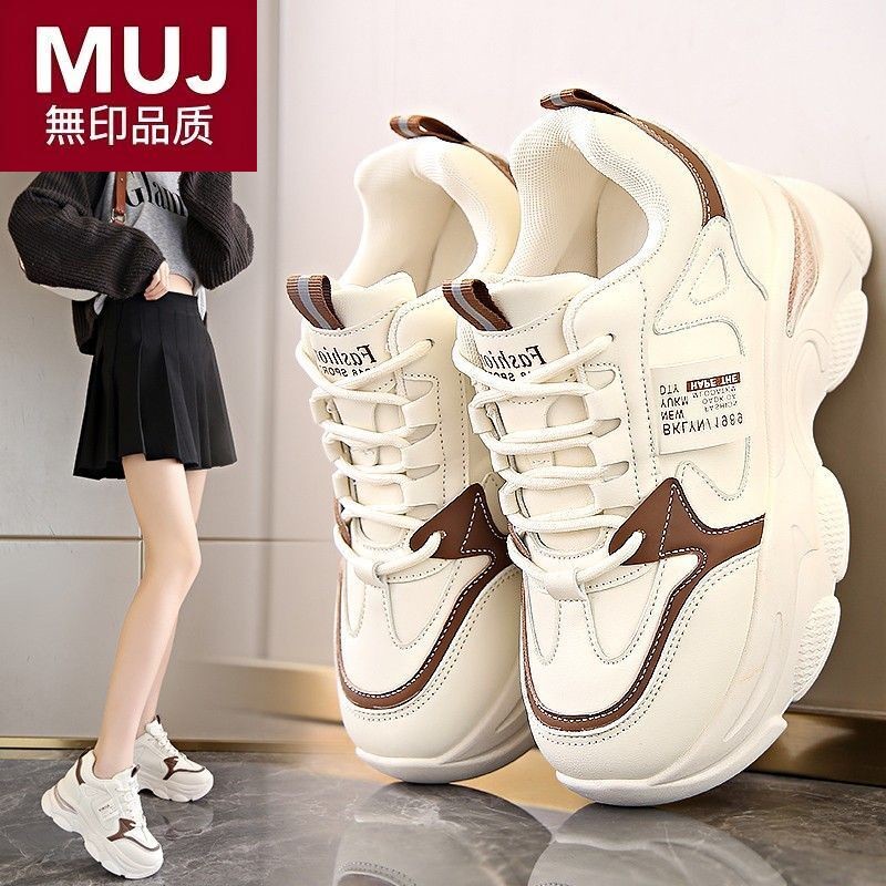 日本无印muj内增高老爹鞋2025新款女款春秋厚底气垫减震运动鞋显