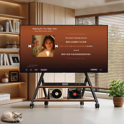 可移动电视机支架大尺寸低趴电视艺术支架落地式推车75/85/100寸