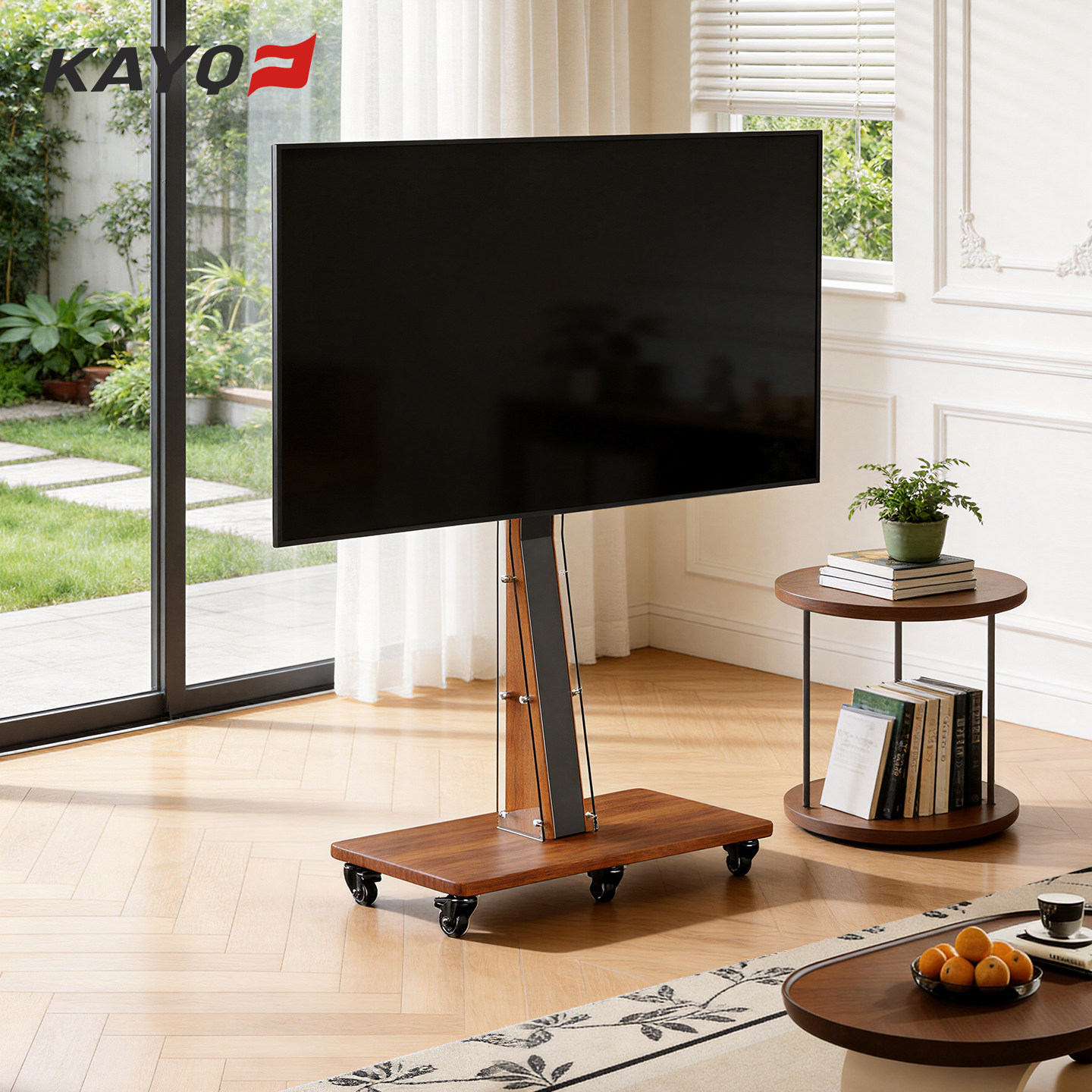 凯旗落地电视支架艺术支架适配40-85寸电视可移动支架子带轮推车