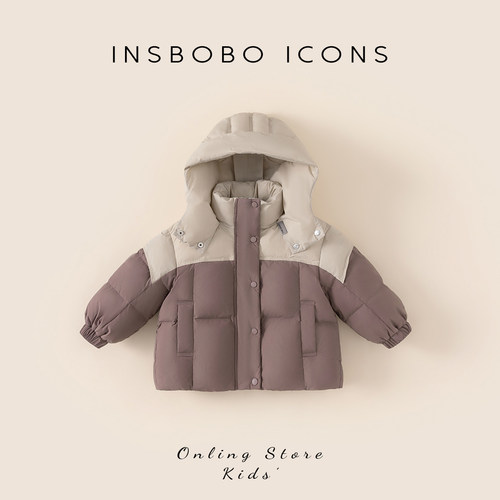 INSbobo儿童羽绒服拼色外套