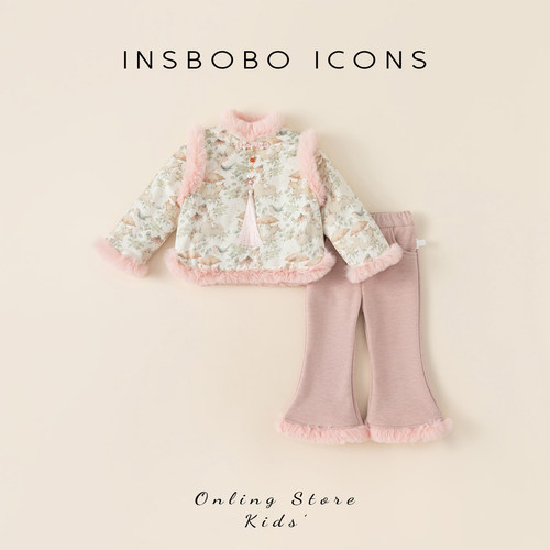 女童拜年服儿童过年服加绒套装