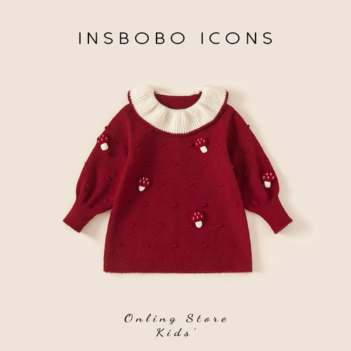 INSbobo女童洋气毛衣连衣裙秋冬
