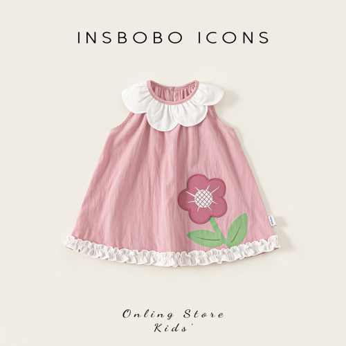 INSbobo儿童花瓣领无袖连衣裙
