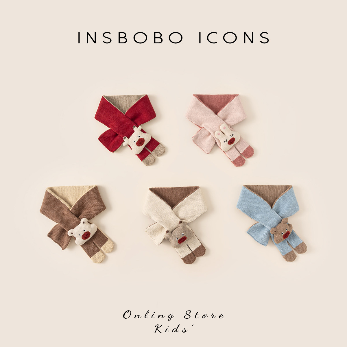 INSbobo儿童围巾2025冬季洋气女童新年脖套宝宝围脖婴幼儿过年潮,童装/婴儿装/亲子装,围巾,淘宝优惠券,粉丝福利购,淘宝优惠卷