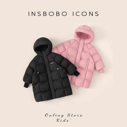 INSbobo儿童收袖口印花羽绒服