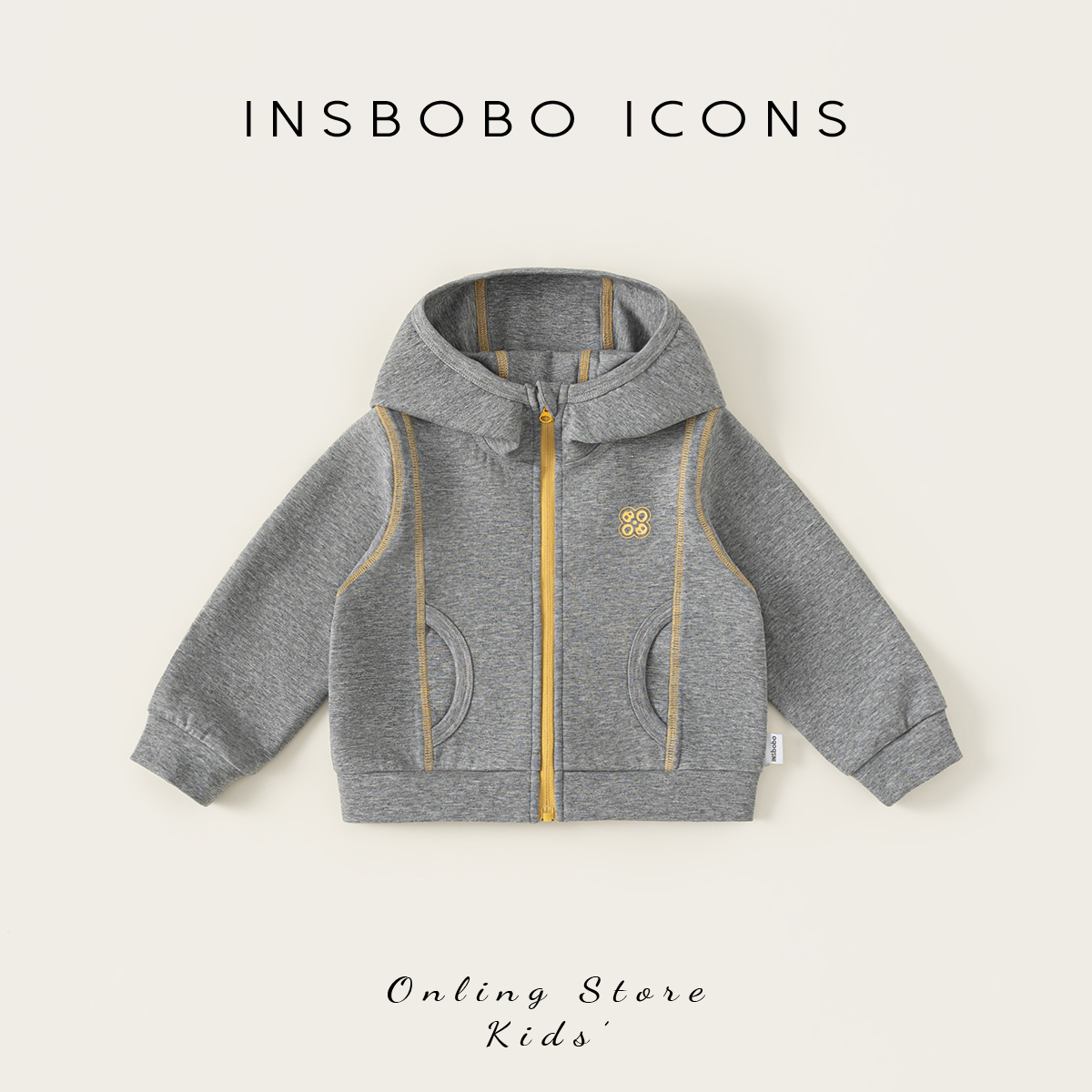 INSbobo女童百搭连帽撞色外套秋