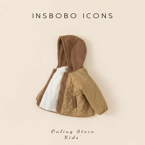INSbobo卡其纯色保暖棉服