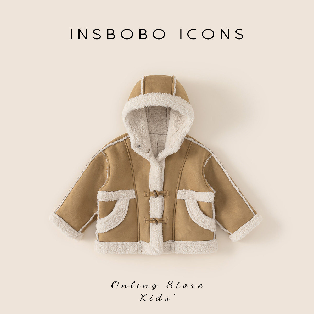 INSbobo儿童外套女童2025季新款上衣男童休闲皮毛一体外出冬装,童装/婴儿装/亲子装,普通外套,淘宝优惠券,粉丝福利购,淘宝优惠卷