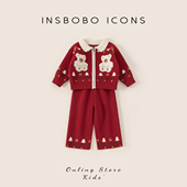 女童年服冬季 春装 女宝红色衣服套装 拜冬年服喜庆风儿童过年服童装