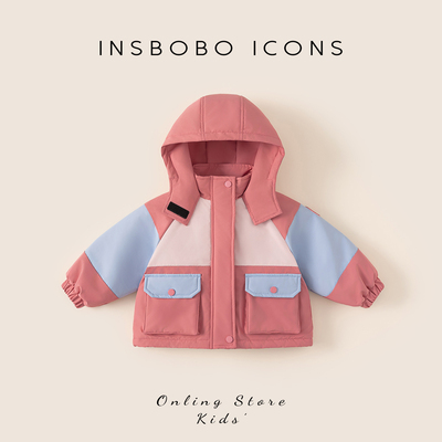 INSbobo儿童多色拼接连帽外套