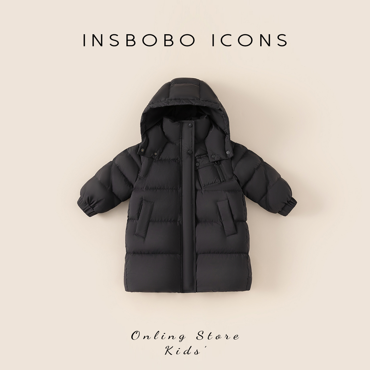 INSbobo儿童羽绒服纯色羽绒服