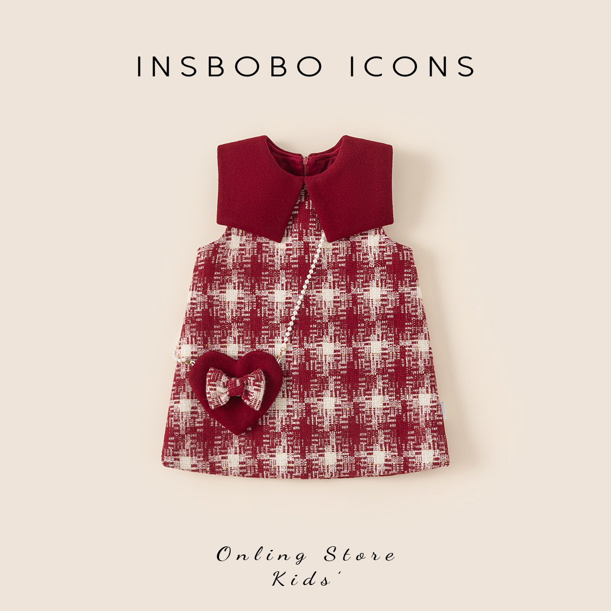 INSbobo儿童翻领无袖可爱连衣裙