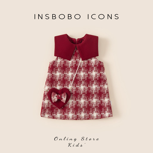 INSbobo儿童翻领无袖可爱连衣裙