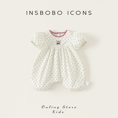 INSbobo儿童爬服波点可爱连体衣