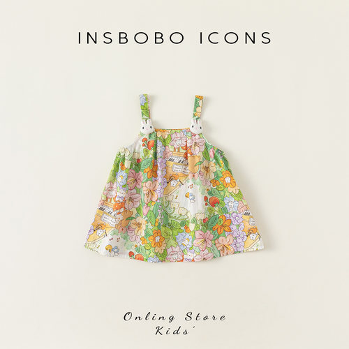 INSbobo儿童连衣裙兔子吊带裙