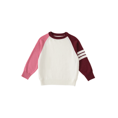 INSbobo韩系插肩袖拼色针织毛衣