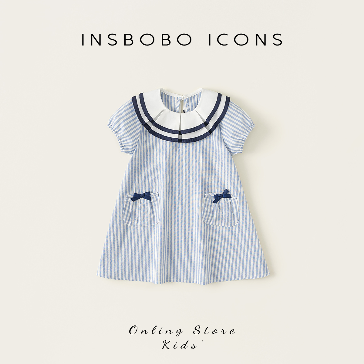 INSbobo儿童裙子娃娃领连衣裙