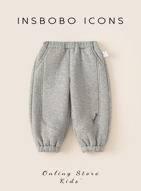 男童裤子儿童冬装宝宝加厚灰色卫裤冬季新款童装女童加绒好看长裤