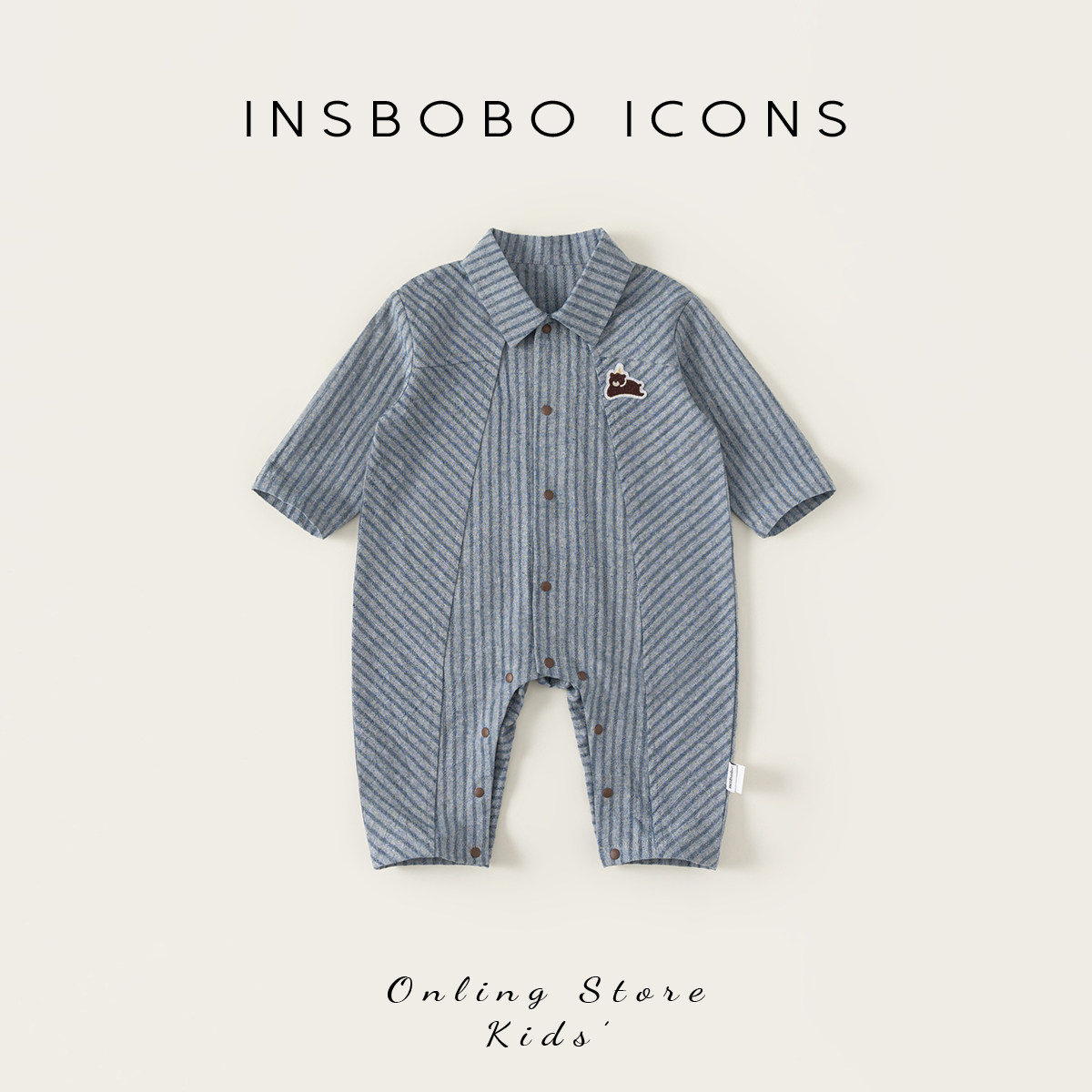 INSbobo婴儿衣服爬服2026春秋新款男宝连体衣哈衣新生儿包