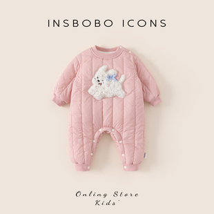 INSbobo宝宝连体衣2025新款女宝冬装外出棉衣婴幼儿秋冬加厚衣服