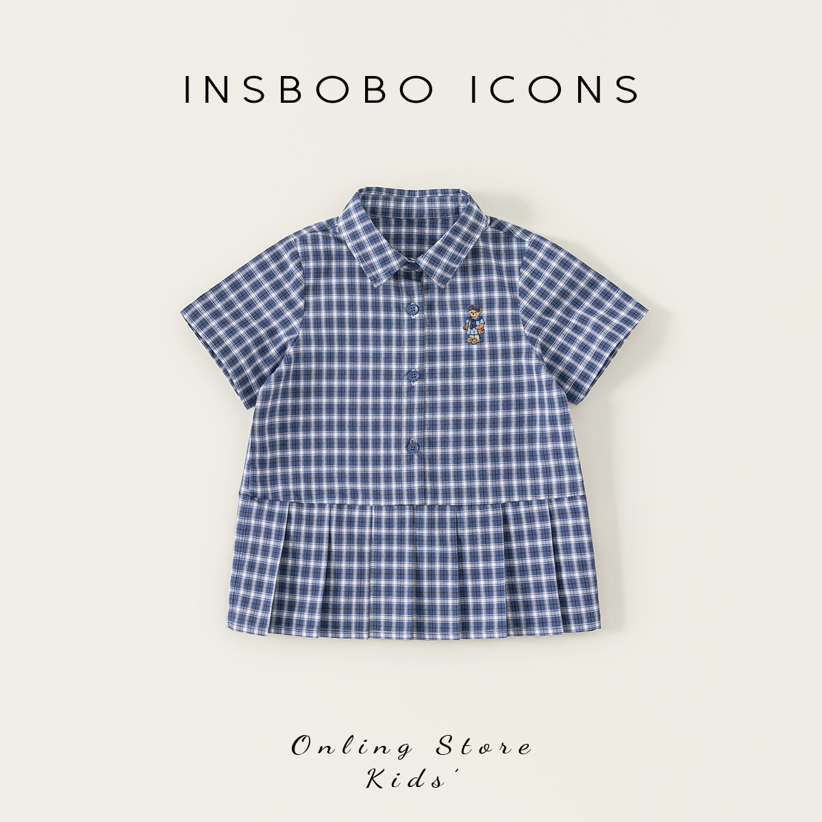INSbobo儿童学院风短袖衬衫裙