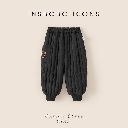 INSbobo儿童印花口袋束脚棉裤