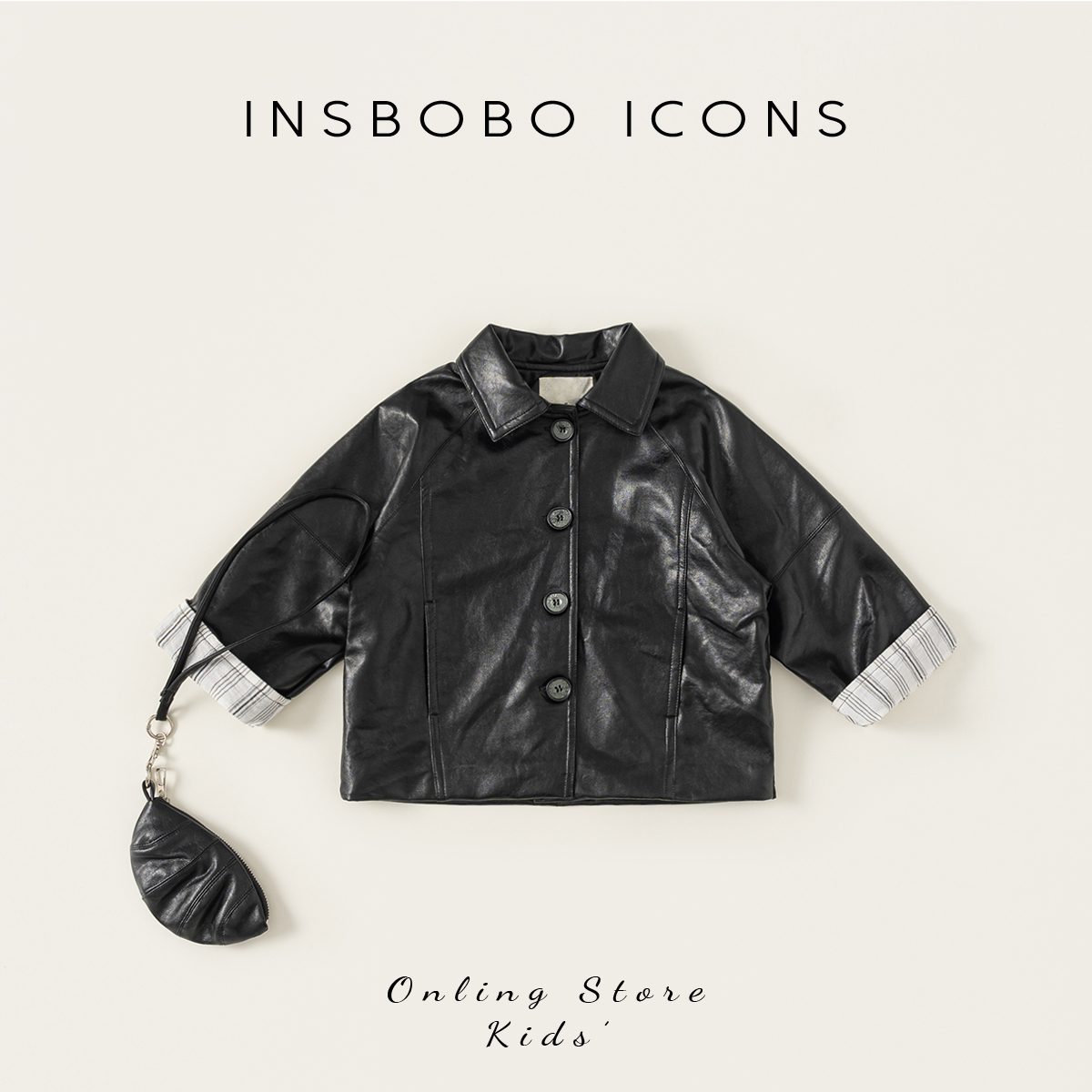 INSbobo女童洋气皮衣夹克秋装潮