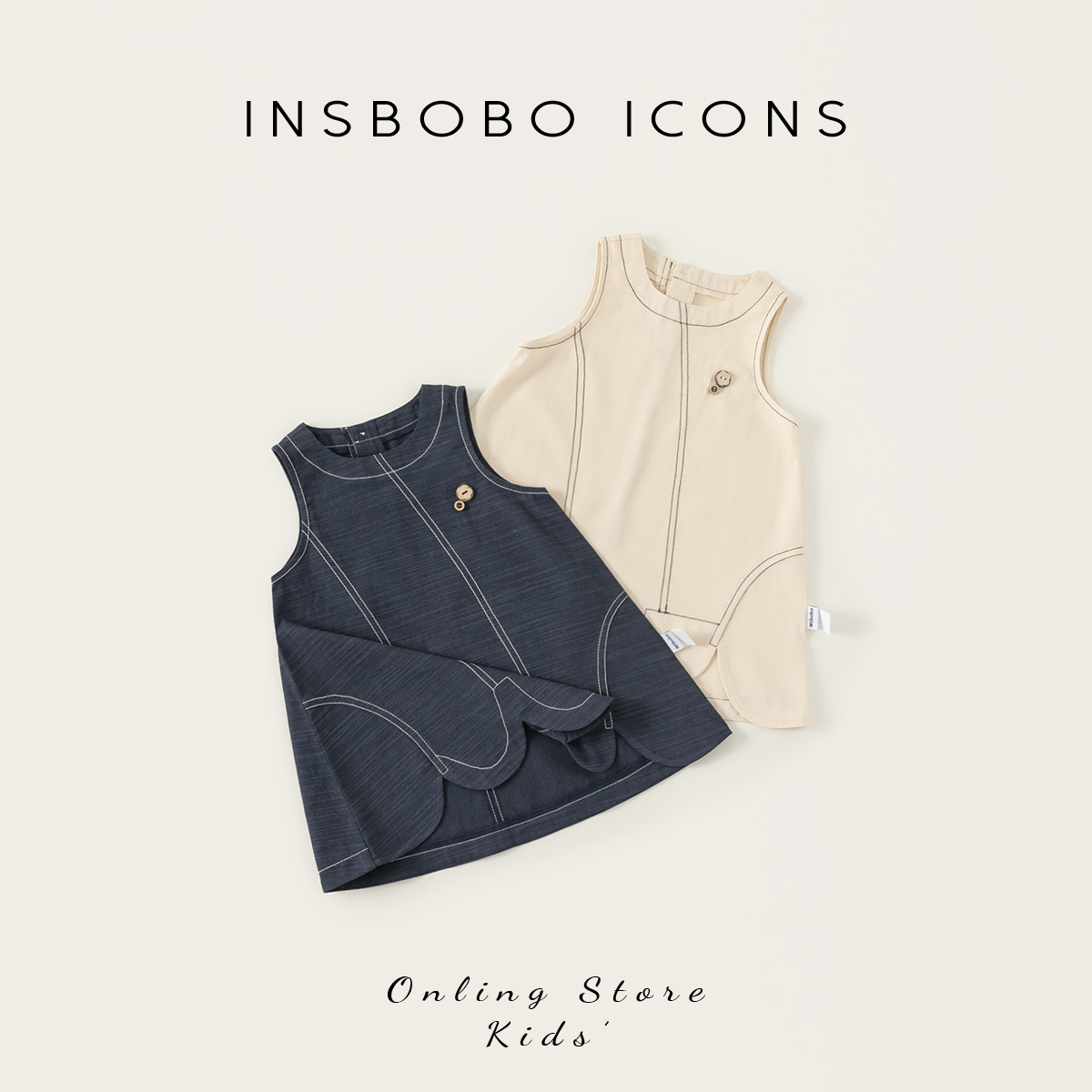 INSbobo儿童不规则裙摆连衣裙