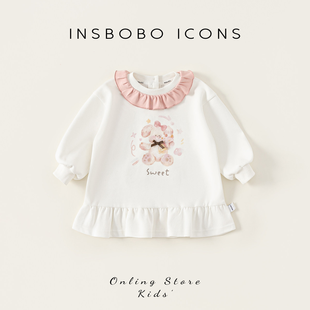 INSbobo儿童可爱印花连衣裙图片