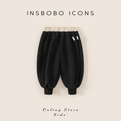 INSbobo儿童腰部撞色束脚卫裤