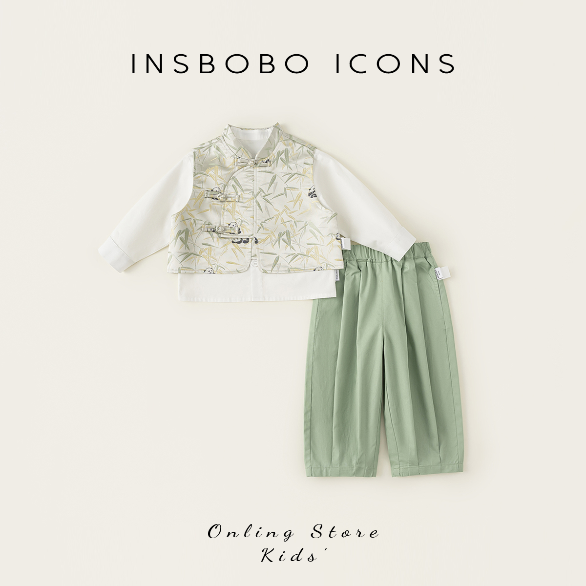 INSbobo儿童唐装国风三件套