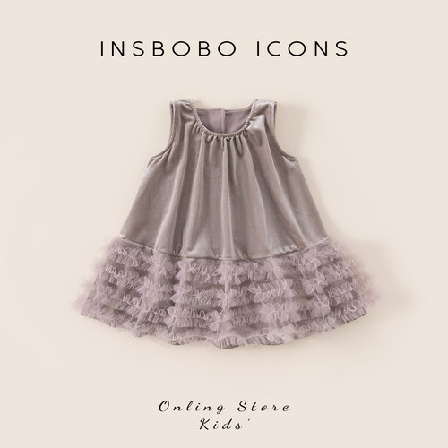 INSbobo儿童无袖网纱拼接连衣裙