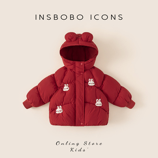 加厚红色周岁棉衣 新款 女童棉服红色外套冬装 宝宝棉袄衣服儿童冬季