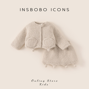 夹棉儿童洋气加厚冬装 新款 裙子过年套裙 2025冬季 INSbobo女童套装