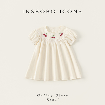 INSbobo儿童樱桃绣花连衣裙