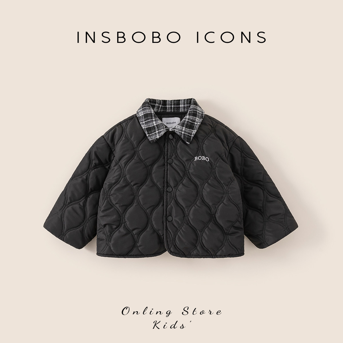 INSbobo儿童棉服休闲刺绣棉服