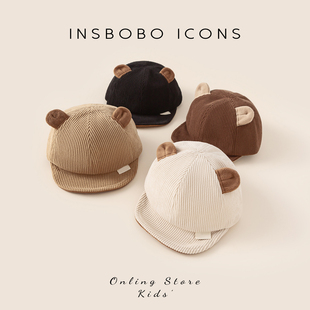 INSbobo儿童帽子2025冬季新款女童休闲鸭舌帽男童洋气棒球帽秋冬