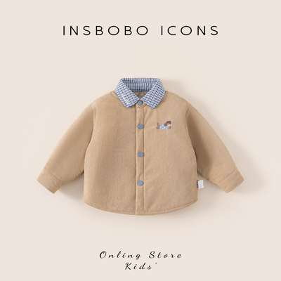 INSbobo儿童格子拼接领棉服