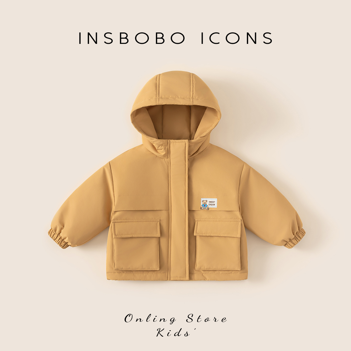 INSbobo儿童卡通口袋连帽外套