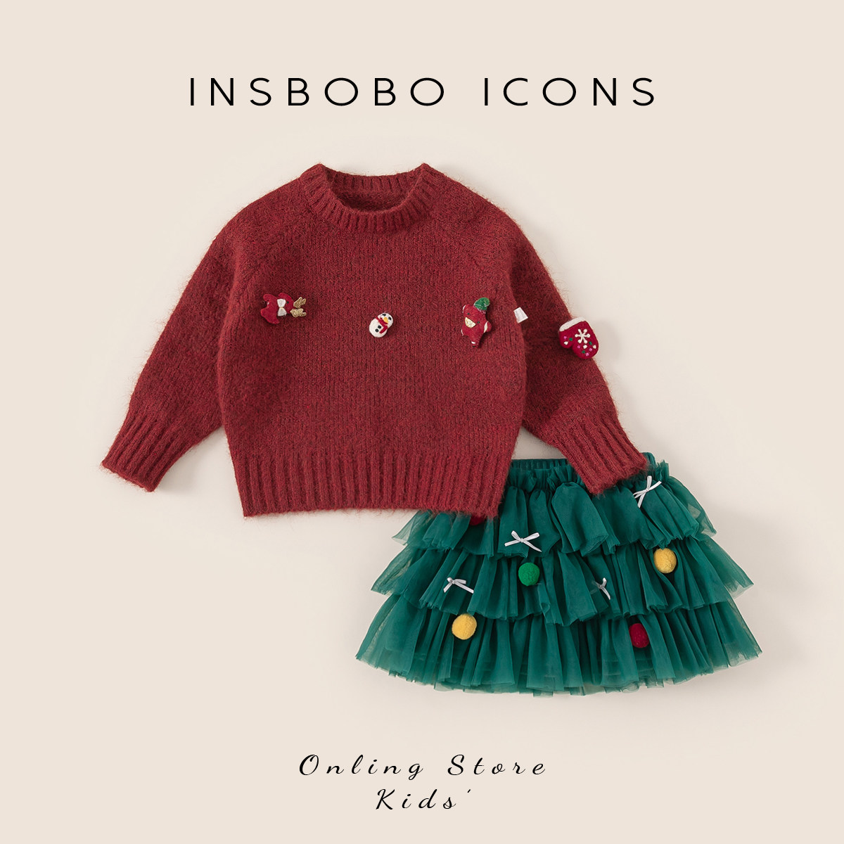 INSbobo女童套装2025冬季新年新款儿童过年红色裙套装女孩冬装潮,童装/婴儿装/亲子装,套装,淘宝优惠券,粉丝福利购,淘宝优惠卷