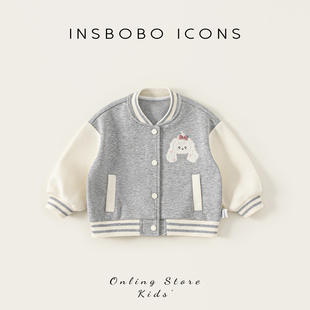 INSbobo女童外套2026春季新款洋气女宝棒球服上衣儿童衣服春装潮