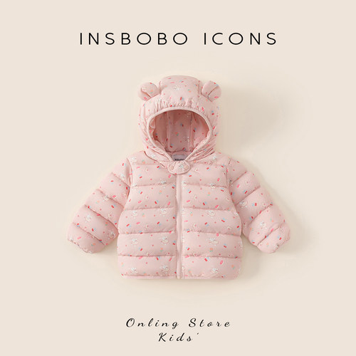 INSbobo儿童连帽可爱印花羽绒服