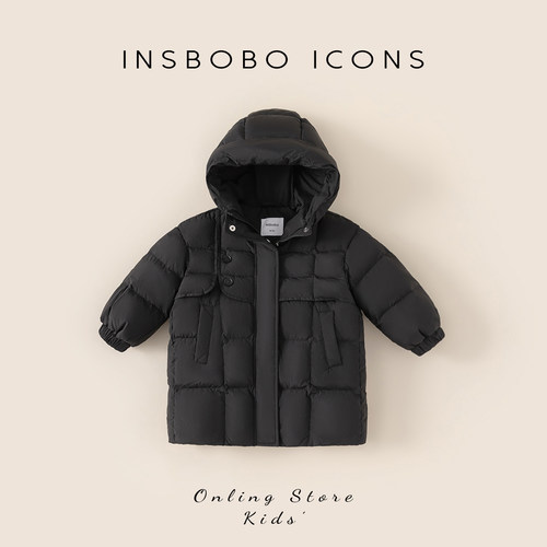 INSbobo儿童羽绒服纯色连帽上衣