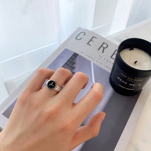 欧美时尚钛钢个性字母金属手表链造型小众指环潮流网红戒指女