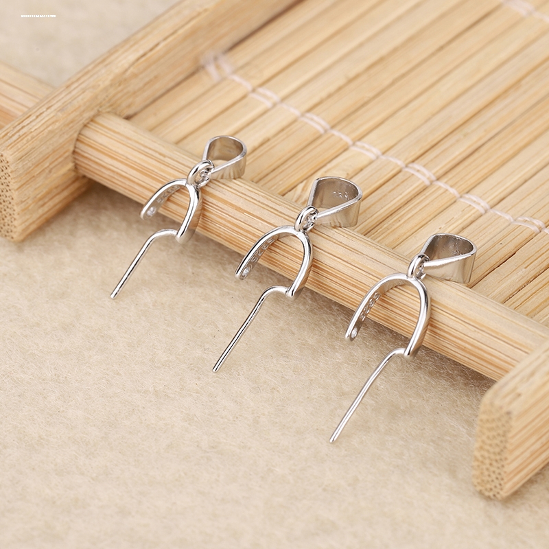 diyS925银扣玉坠夹扣翡翠扣子碧玉扣头项链吊坠扣银饰