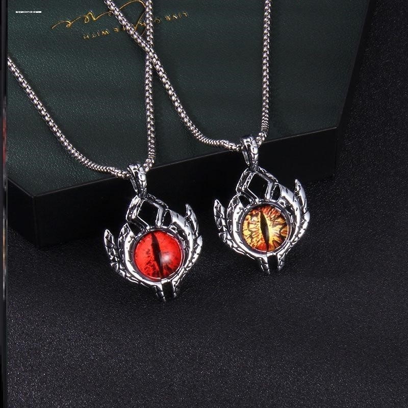欧美复古朋克风土耳其恶魔之眼合金吊坠不锈钢链条项链