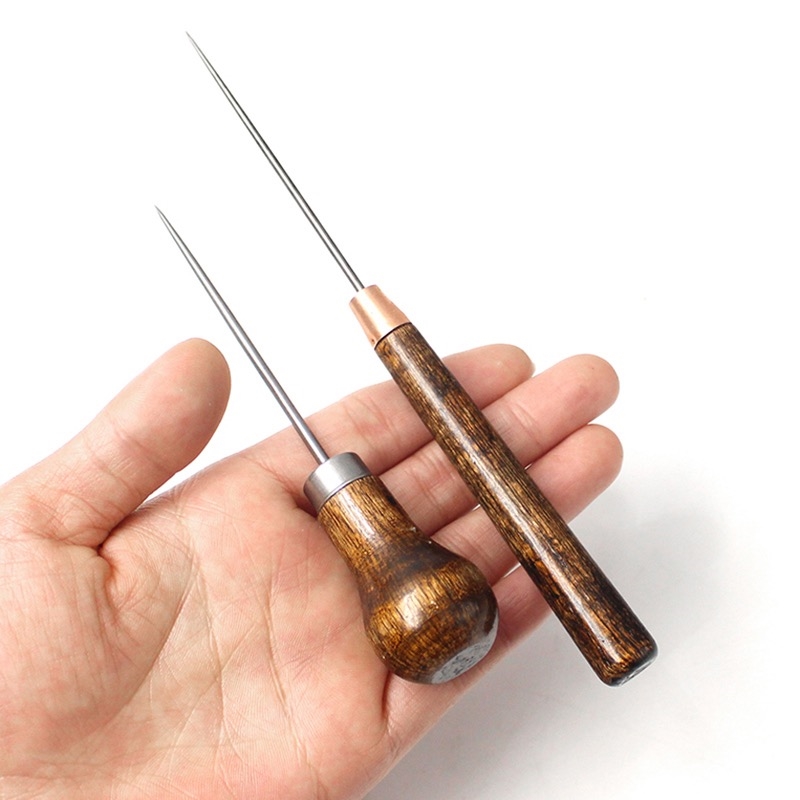 木锥子千枚通翻袋角折边手工上鞋扎眼针线锥金属葫芦木柄DIY工具