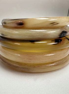 天然高贵羊角细圆条手镯