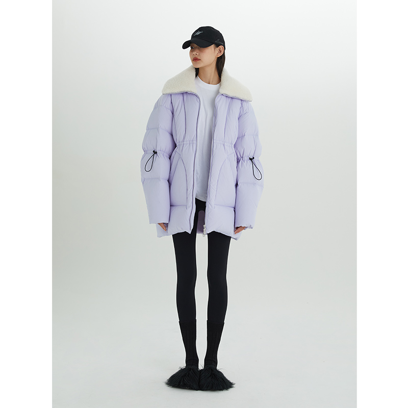 听蔻羊羔毛领90白鹅绒羽绒服